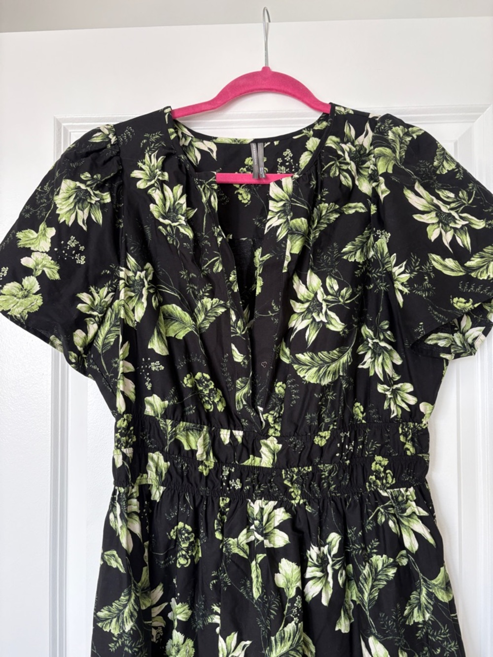 Anthropologie sz Large The Somerset Maxi Dress Black Floral Botanic A-line Tiers - Picture 4 of 8